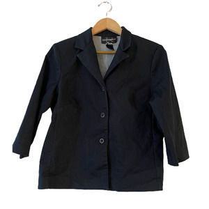 Requirements Womens Size 10 Stretch Three-Button Blazer Jacket 3/4 Sleeve Blue